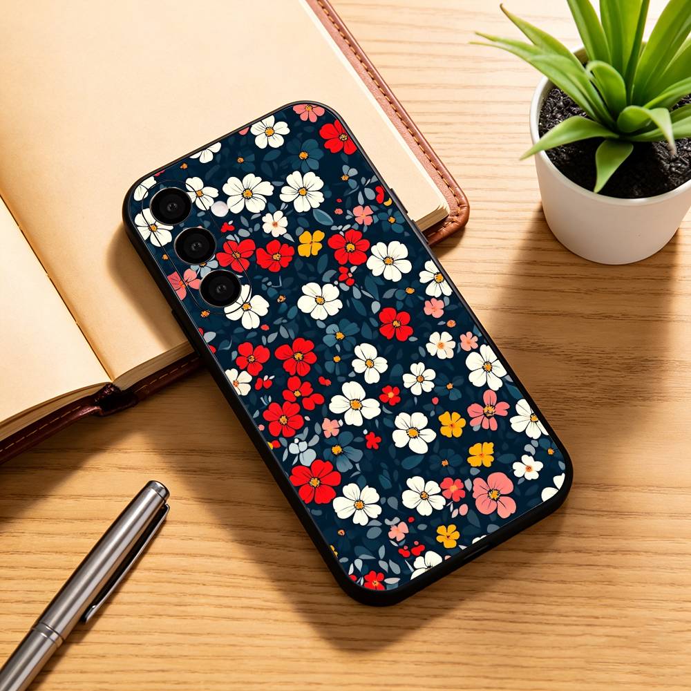 F-flowers Phone Case For Samsung Galaxy A73,A72,A71,A70,A53,A52,A51,Others Soft Black Cover