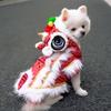 Cute Dance Lion Pet Costume with Red Sequins New Year Cat Dog Clothes Hoodies Coat for Small Meduim Dogs Cats Puppy Kitten