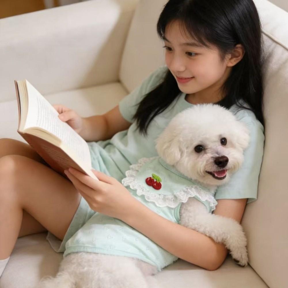 Ruffled Collar Dog Lace Vest Thin Soft Dog Short Sleeve Comfortable Fit Pet Outfits  For Small Dogs