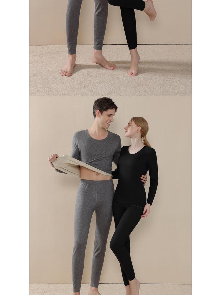 2025 New Autumn/Winter Wool Silk Warm Underwear Set for Couples - Women's and Men's Base Layer Pants