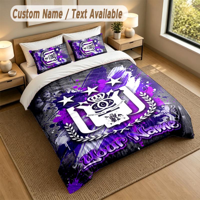 3Pcs Bedding Set Custom Name Text, 1 Sheet 2 Pillowcases Home Bed DecorAnderlecht FC