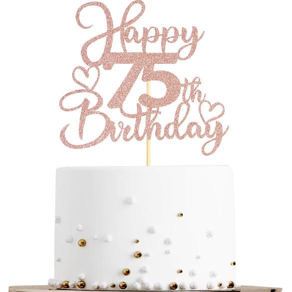 Sotpot 1 Pack 18th Birthday Cake Topper Double-sided Rose Gold Glitter Cake Pick Cake Decoration for Happy 18th Birthday Anniversary Party