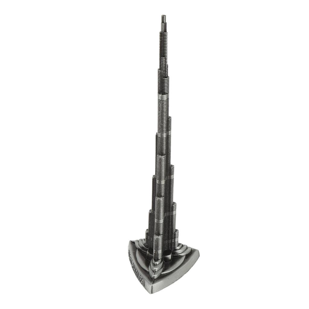 Burj Khalifa Tower Model Gray Alloy Miniature Dubai Tower Ornament Dubai Landmark Building Model