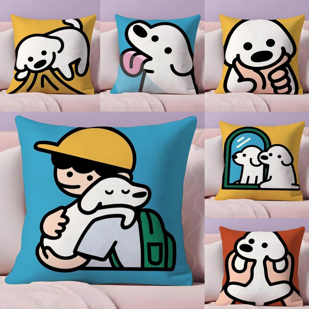 Korea M-Matsui Cute Dog Cushion Cover Plush Fabric Soft Double-Sided Printed Sofa Warm Winter Home Gift Pillow Cover