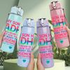 1PC My Son Has ADHD Quote Text 750ml Color Plastic Sports Water Bottle Leakproof Flip Straw Lid Suitable for Sports Office Home Use