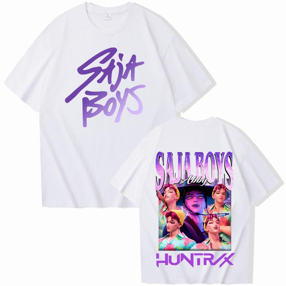 

Abby Saja Boys K-pop Demon Hunters Shirt Summer Graphic Shirts Fan Gift XL білий
