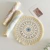 Retro Heat Resistant Bohemian Placemat Weave Jute Round Woven Placemat Non-Slip Tassel Woven Mat Birthday Decoration