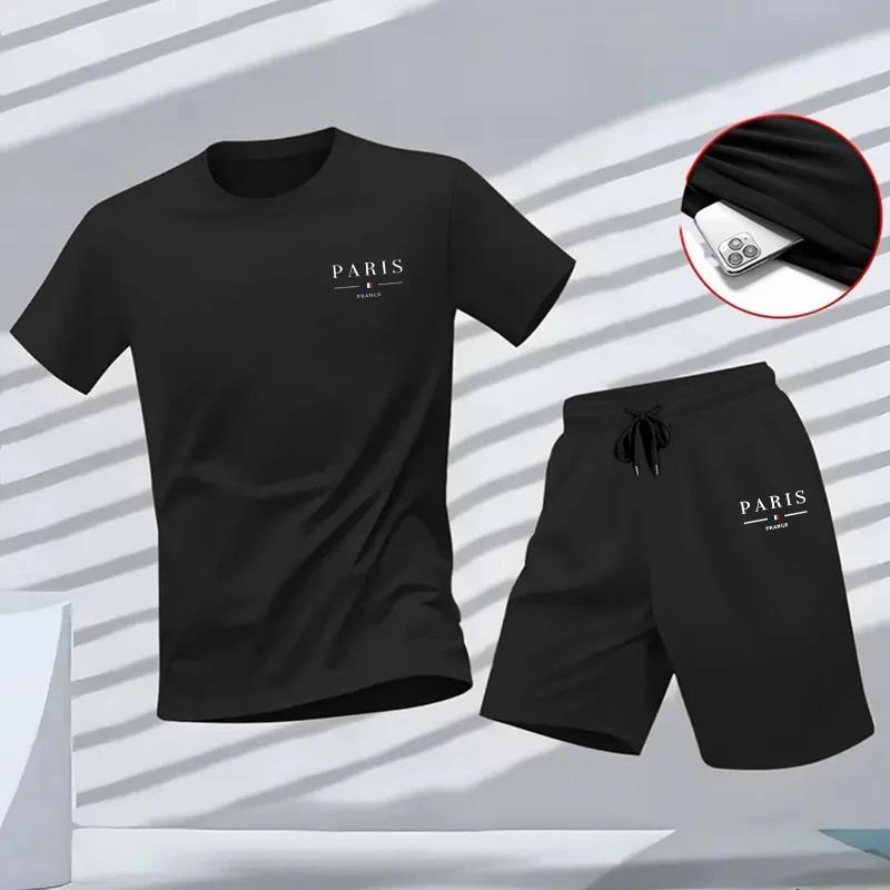 Sommer Täglich Lässig Sportlich Jogginganzug Streetwear 2026 Heißer Verkauf Herren Trainingsanzug Mode Paris Aufdruck T-Shirt Und Shorts