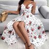 Bohemian Summer Beach Wear Women Deep V Neck Sleeveless Spaghetti Strap Casual Maxi Dress Printed Party Fashion Dresses