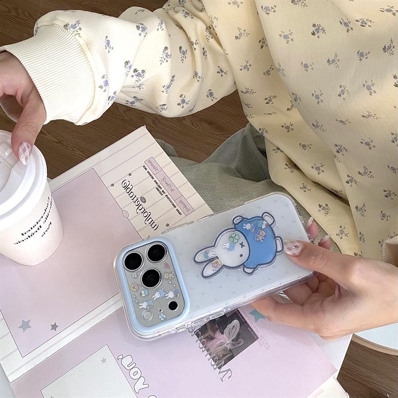 Adorable Rabbit Stand Case for iPhone 17/16 Pro Max/15 Pro