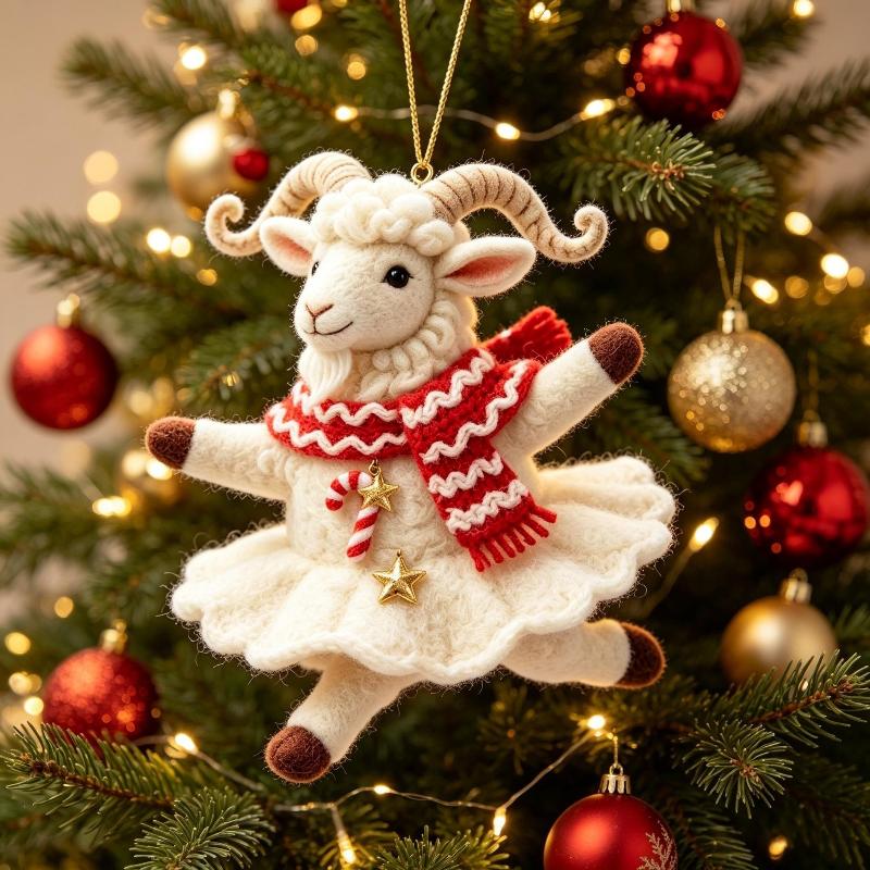 2D Flat Christmas Goat Hanging Ornament Christmas Tree Car Rearview Mirror Animal Hanging Decoration Simulation Acrylic Keychain