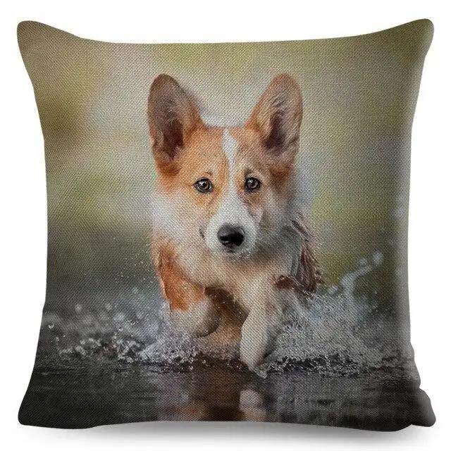 Cute Welsh Corgi Pembroke Dog Printed Pillowcase Decoration  Pet Animal Cushion Cover Sofa Household Car