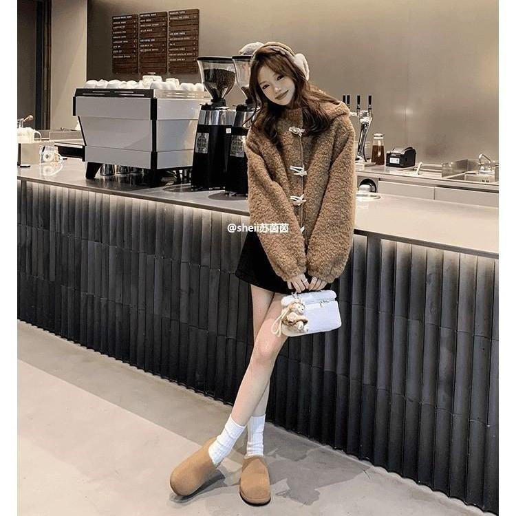 Popular autumn and winter small potatoes Birkenstocks shoes women's velvet autumn and winter thick-soled warm Birkenstocks cotton shoes fluffy sli