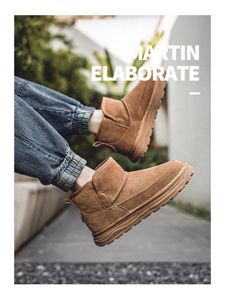 Men's Northeast Outdoor Snow Boots - Thick Sole, Heightened Plush, Cotton Lined Martin Style