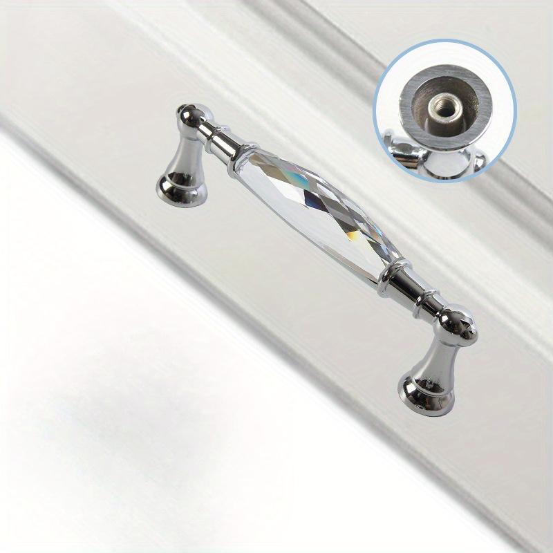 Zinc Alloy Drawer Silvery Long Crystal Handle Dresser Wardrobe Handles for Cabinet Kitchen Pull Cupboard Knob