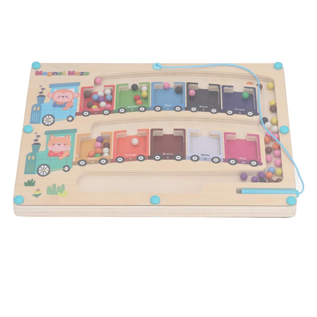 2 In 1 Double Sided Wooden Magnetic Color Sorting Maze Alphabet Learning Math Toys Counting