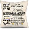 To My Bonus Daughter Gift Ideas Throw Pillow Covers for Bonus Daughter from Bonus Mom Bonus Dad Birthday Graduation Thanksgiving