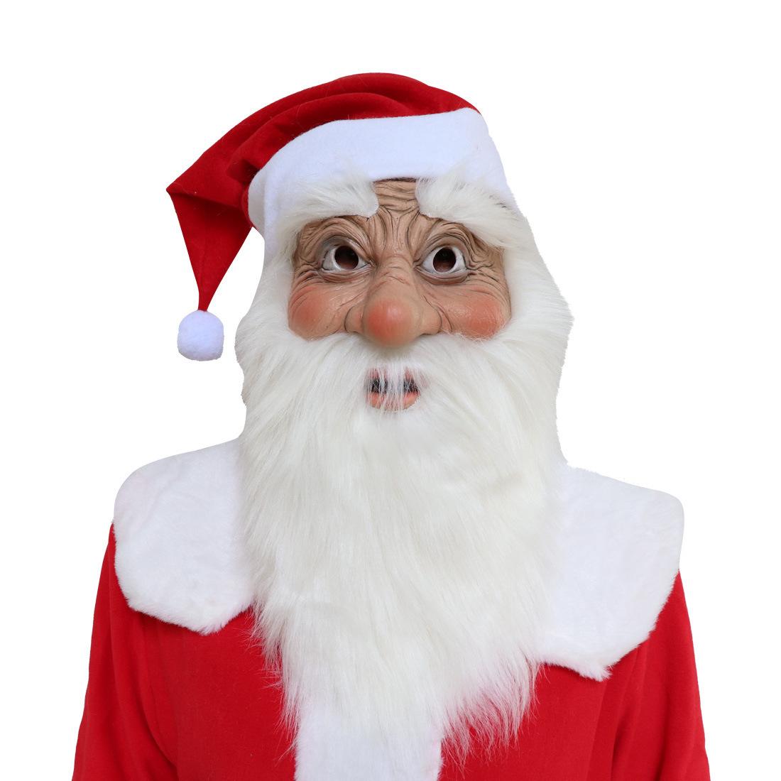 Christmas Santa Claus, Old Man, Old Woman, White-Haired Wizard Latex Mask Headgear Party Props Santa Claus A