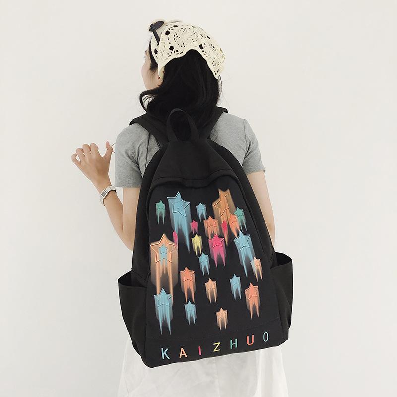 

New backpack large capacity personality versatile high school college student schoolbag small fresh graffiti fashion casual backpack чорний