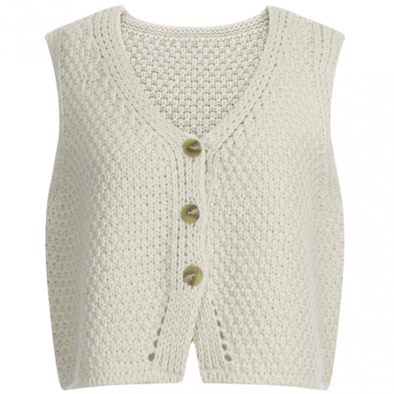 Shop   Women S Crop Button Stretch Knit veSt 6 Color Khaki Bom wvS 20784   