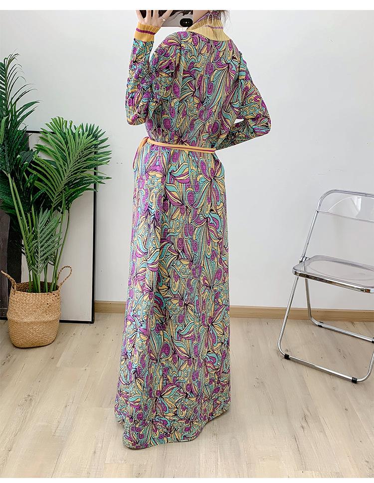 2024 Letní dámský plizovaný potištěný dlouhý župan - Elegantní blízkovýchodní kardigan