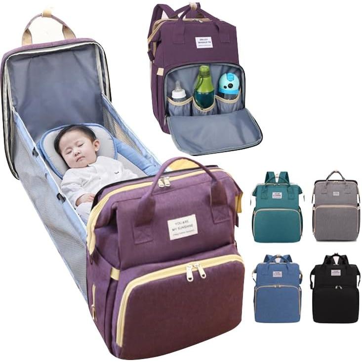 

[Firmiarii] Mommy Bag Rucksack Multifunctional Foldable Removable Mother s Backpack Large Capacity Waterproof Crib Bag Stylish Baby Gift