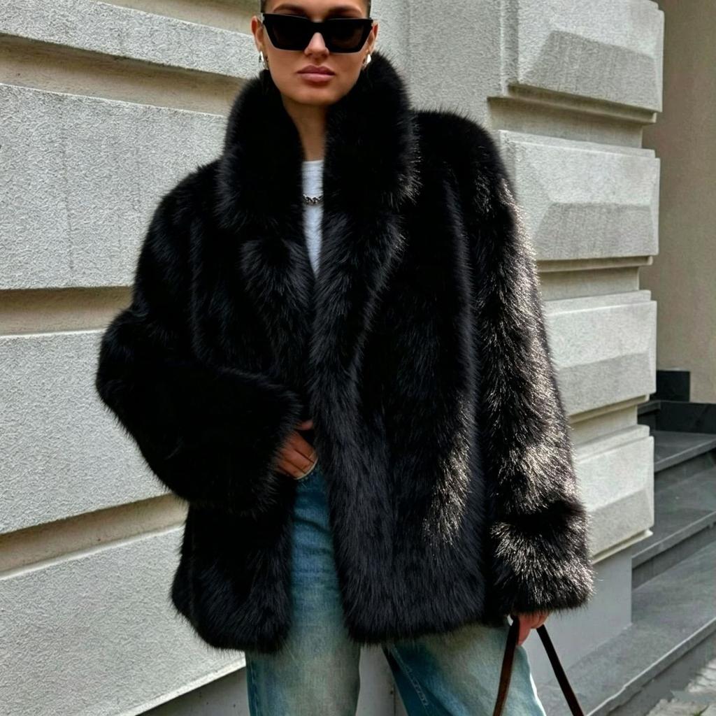 Autumn and winter medium and long artificial fur suit collar environmentally friendly fur fur coat fox fur women's coat