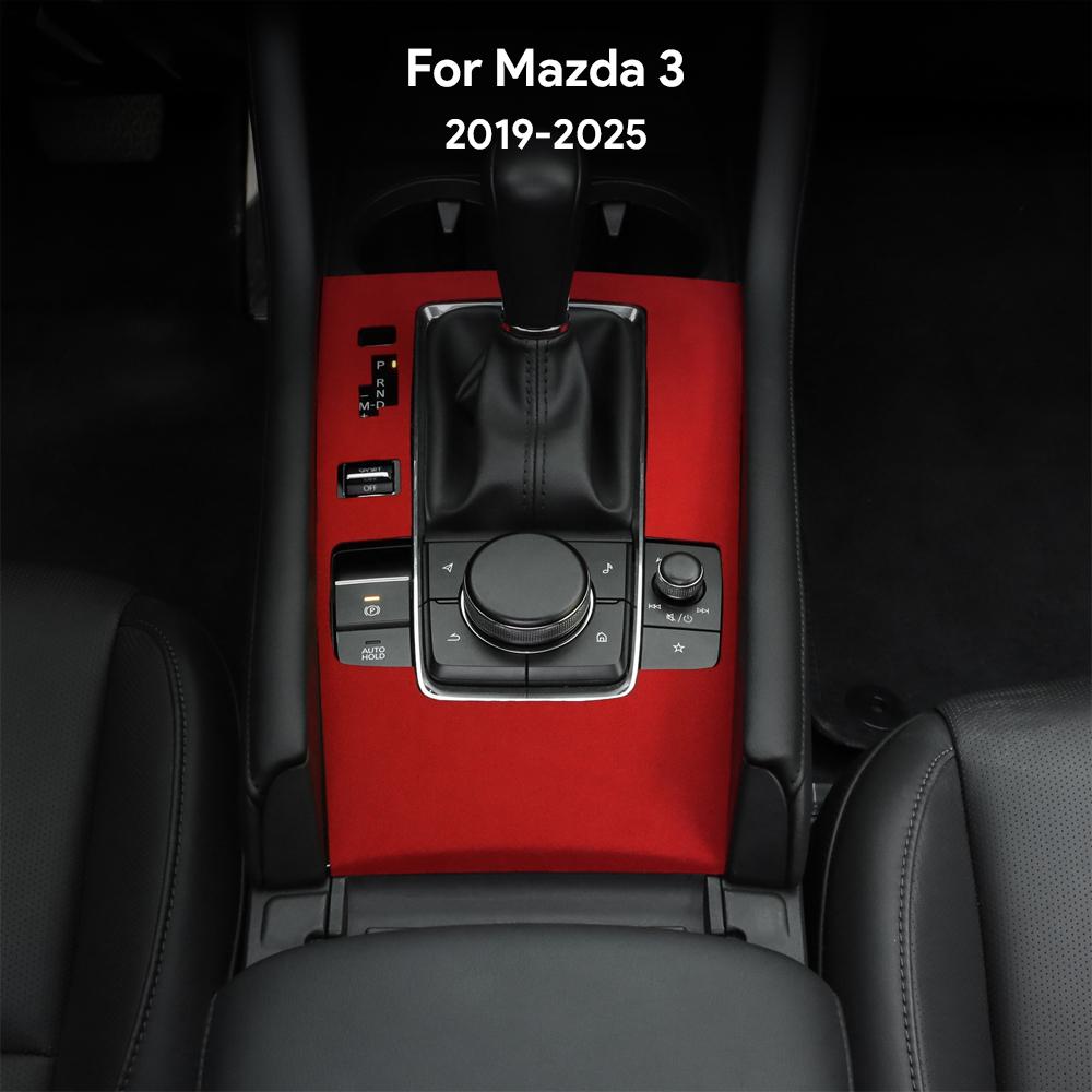 Housse de Panneau de Levier de Vitesse en Daim pour Mazda 3 BP 2019-2025 Mazda3 Axela Collier de Levier de Vitesse Intérieur avec Bouton Sport