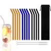 15Pcs Reusable Glass Drinking Straw Set with Brush High Borosilicate Glass Straws for Smoothies Cocktails Party Bar Accessories