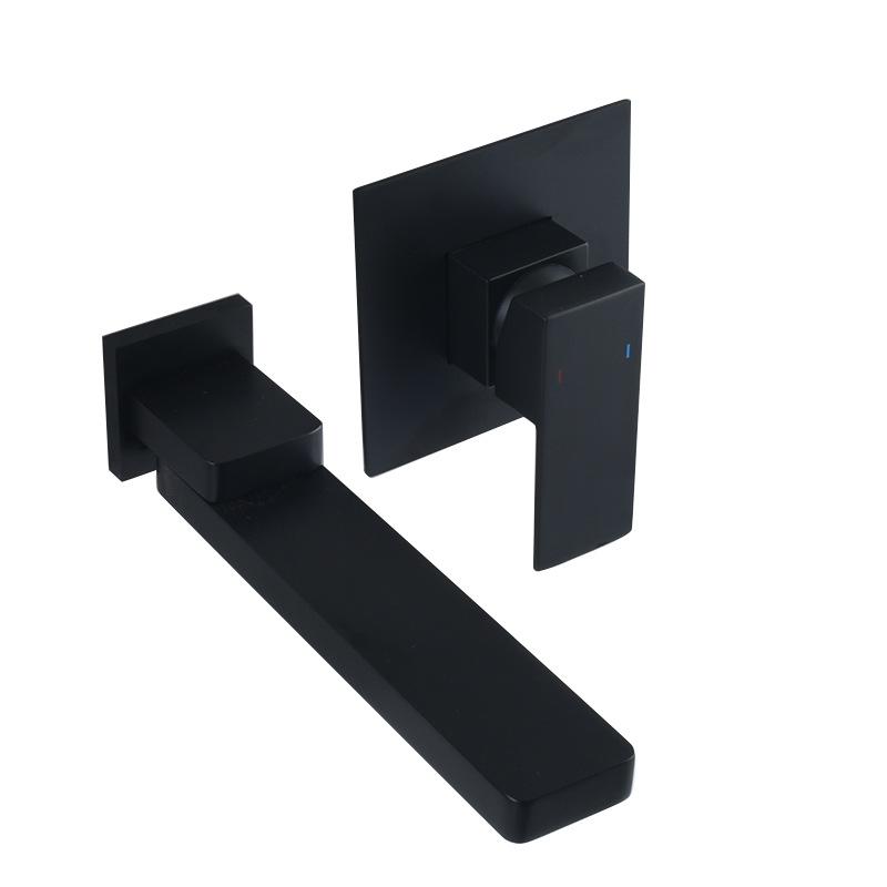 Tuqiu Brushed Gold Basin Faucet Bathroom Faucet In-Wall Black Faucet Hot and Cold Bathroom Sink Tap Basin Mixer Tap Set