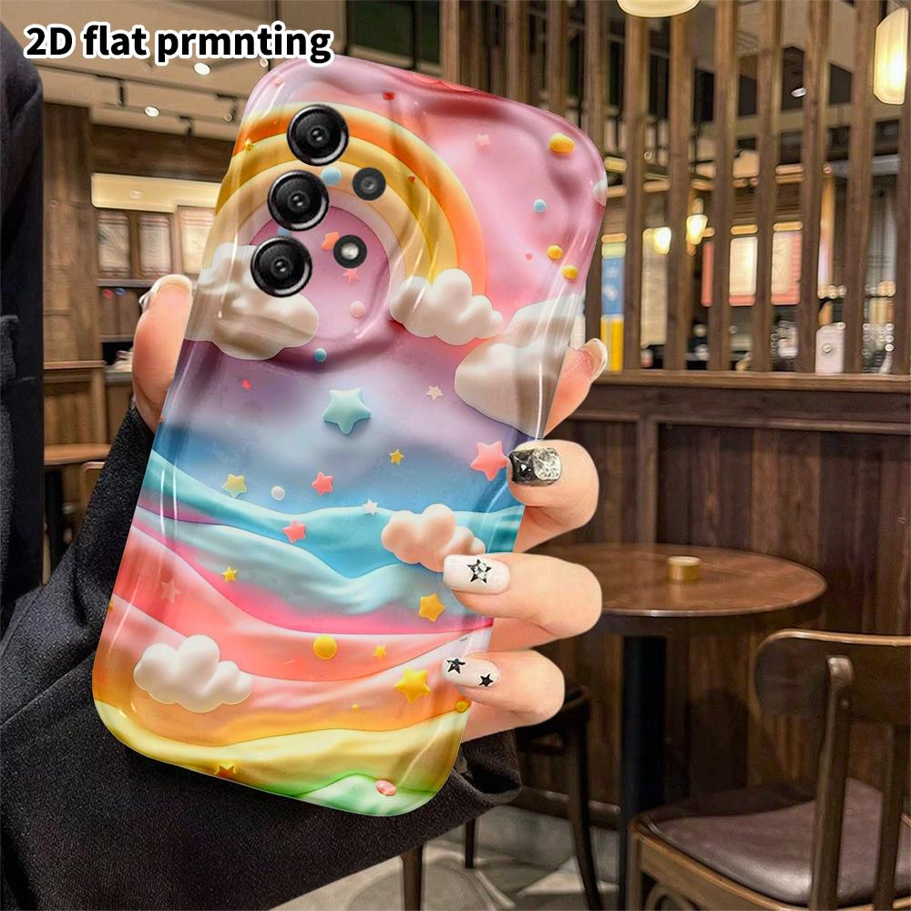 Phone Case: 2D Flat Samsung Galaxy A34 A35 M05 M06 S20 S22 S21 FE Plus 5G Protective Case, Rainbow Cloud Sea, Christmas and Halloween Gifts
