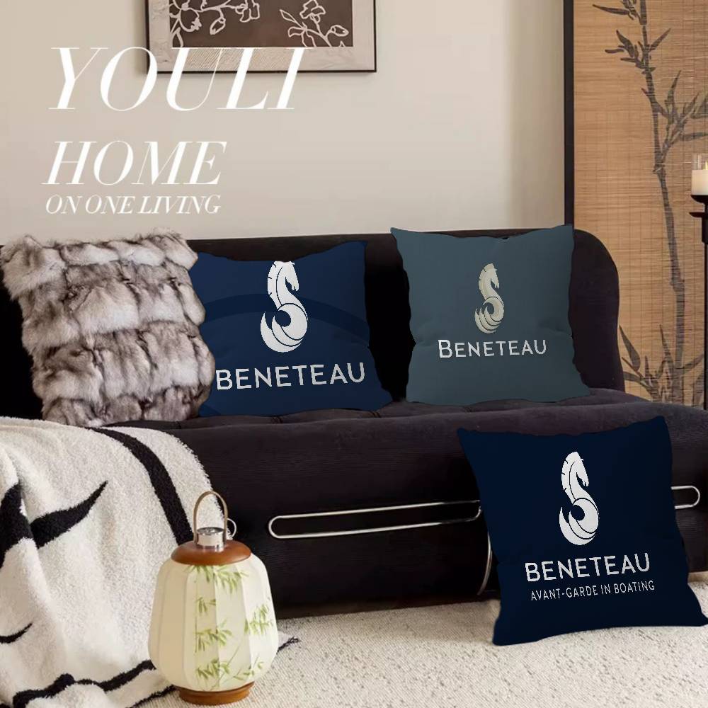 B-Beneteau Logo Personalized Pillow Cover Kids Bedroom Wild Party Decor Pillowcase Kid Birthday Shower Gift