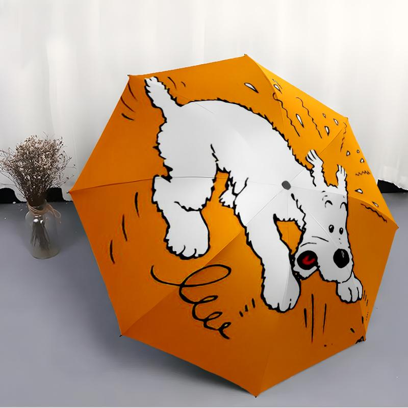 Tintin Theme Automatic Umbrella, Lightweight & Portable, 8 Rib, Perfect for Outdoor Travel, Birthdays, Christmas, Gifts.