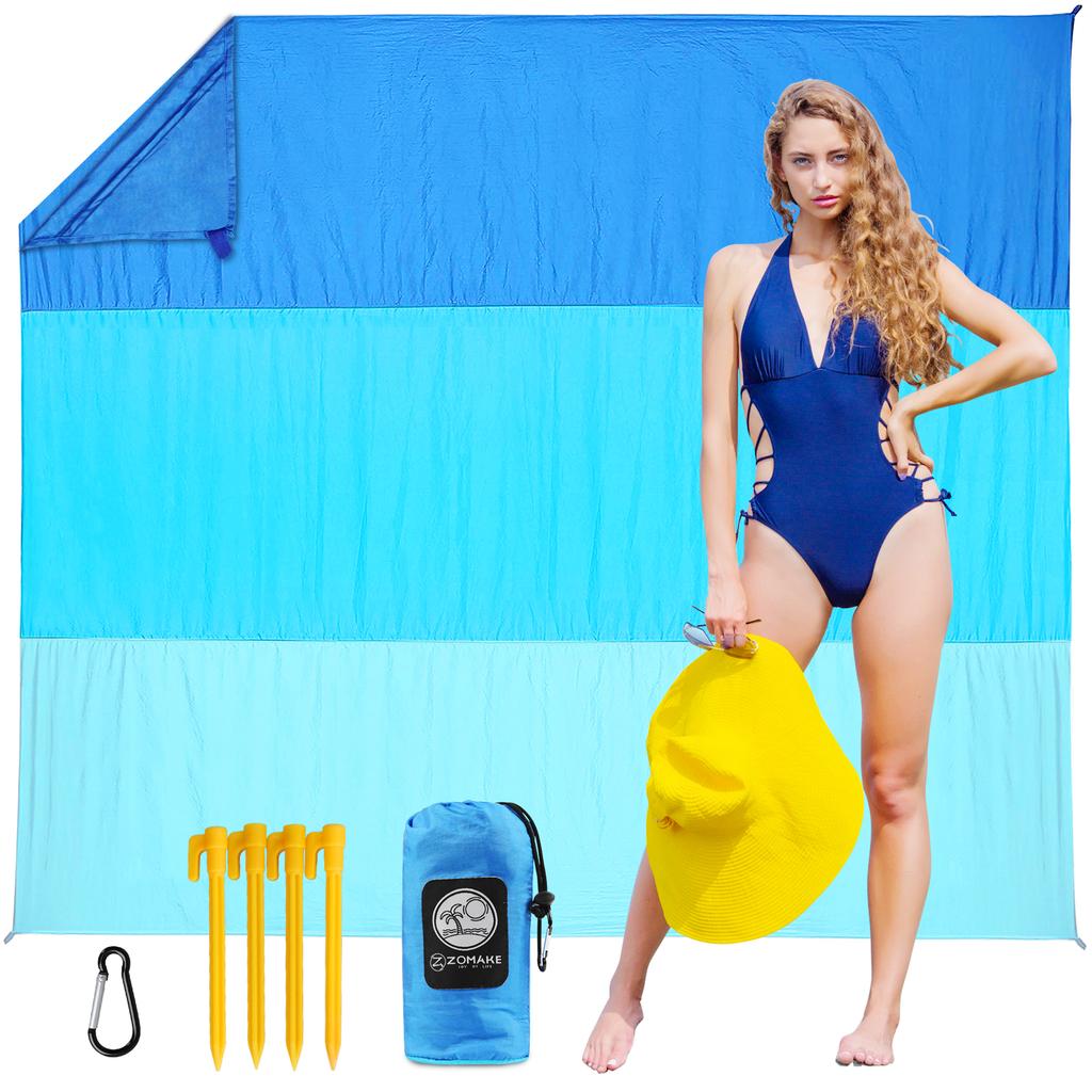 Large Anti-sand Beach Camping Mat Waterproof Sandproof Oversized Beach Blanket Picnic Mat Outdoor Lightweight Foldable Beach Mat