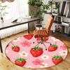 1pc strawberry flower Round Chair mat office Area Rug - Non-Slip, Floor Mat for Office, Bedroom, Ideal home decor gift p0105058