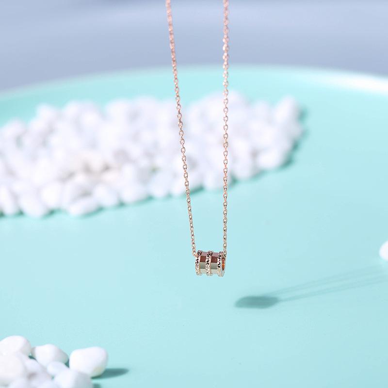 Su Chuang S925 Sterling Silver Clavicle Necklace with Laser-Carved Mirror Surface