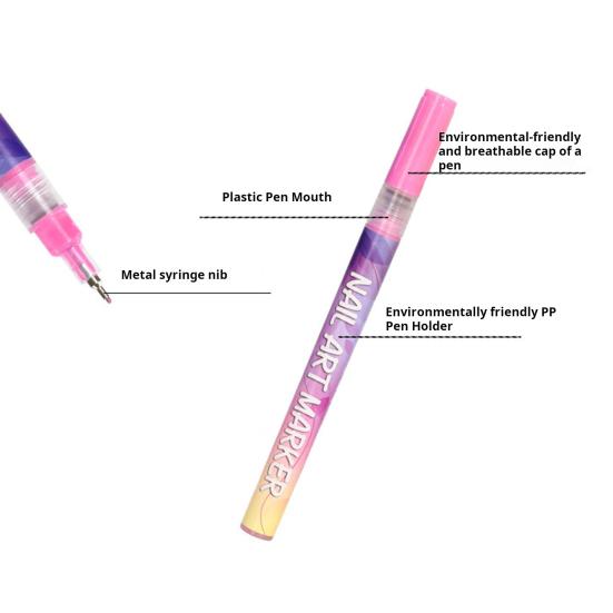 12Pcs Nail Art Graffiti Pens Ultra Fine Tip Manicure Marker DIY Nail