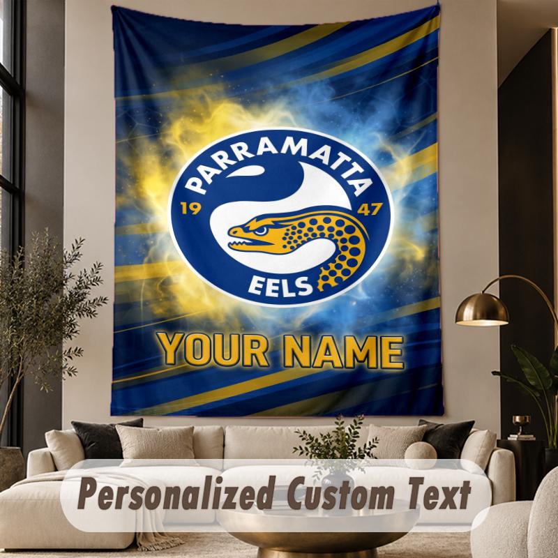 Custom Text Tapestry Parramatta Eels Print Wall Tapestry Indoor Living Room Wall Decor