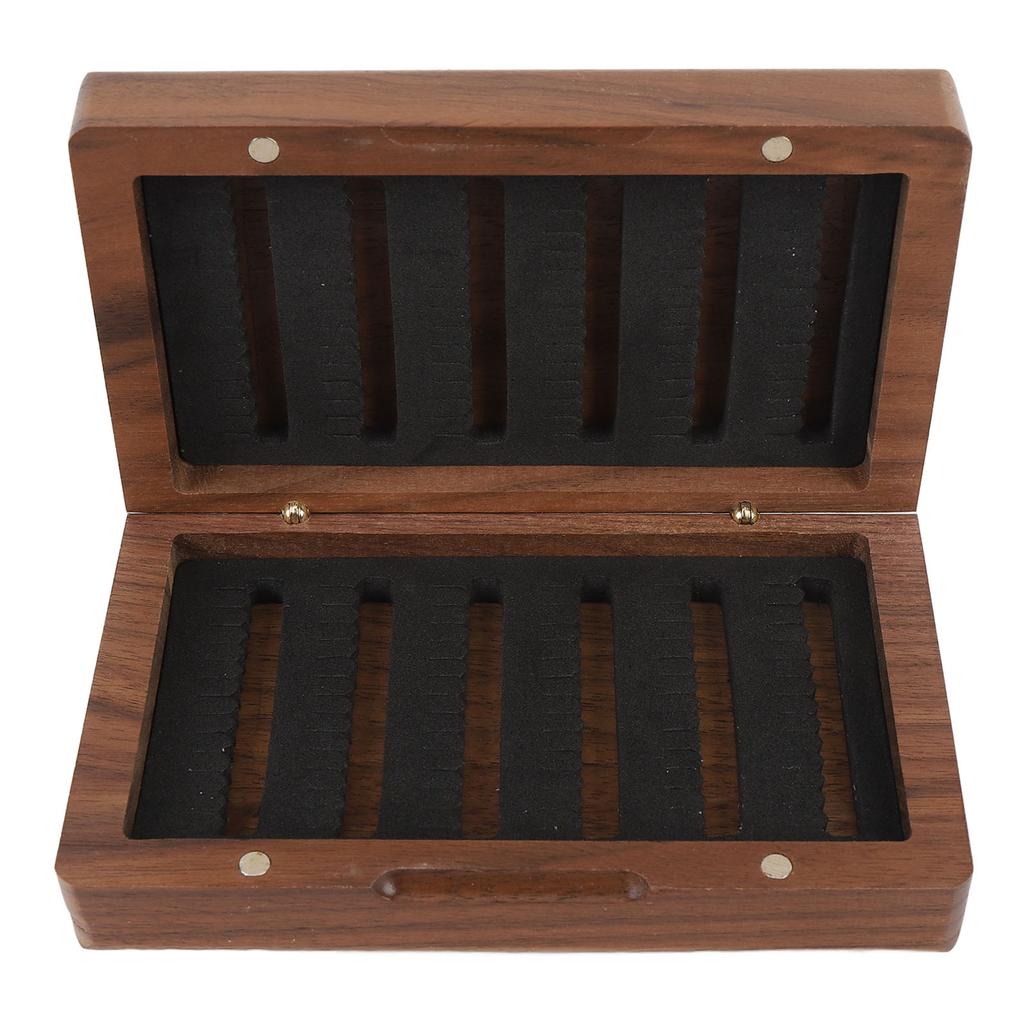 Fly Hook Fishing Box Black Walnut Wood Fishing Bait Case Tackle Box for Fishing Gear Organization