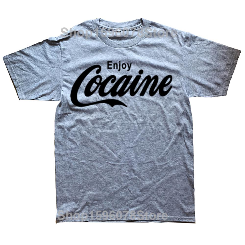 Funny Enjoy Cocaine Graphic T-shirts Men Women's Fashion Casual Oversized Tshirt 100% Cotton Loose Oversized T Shirt