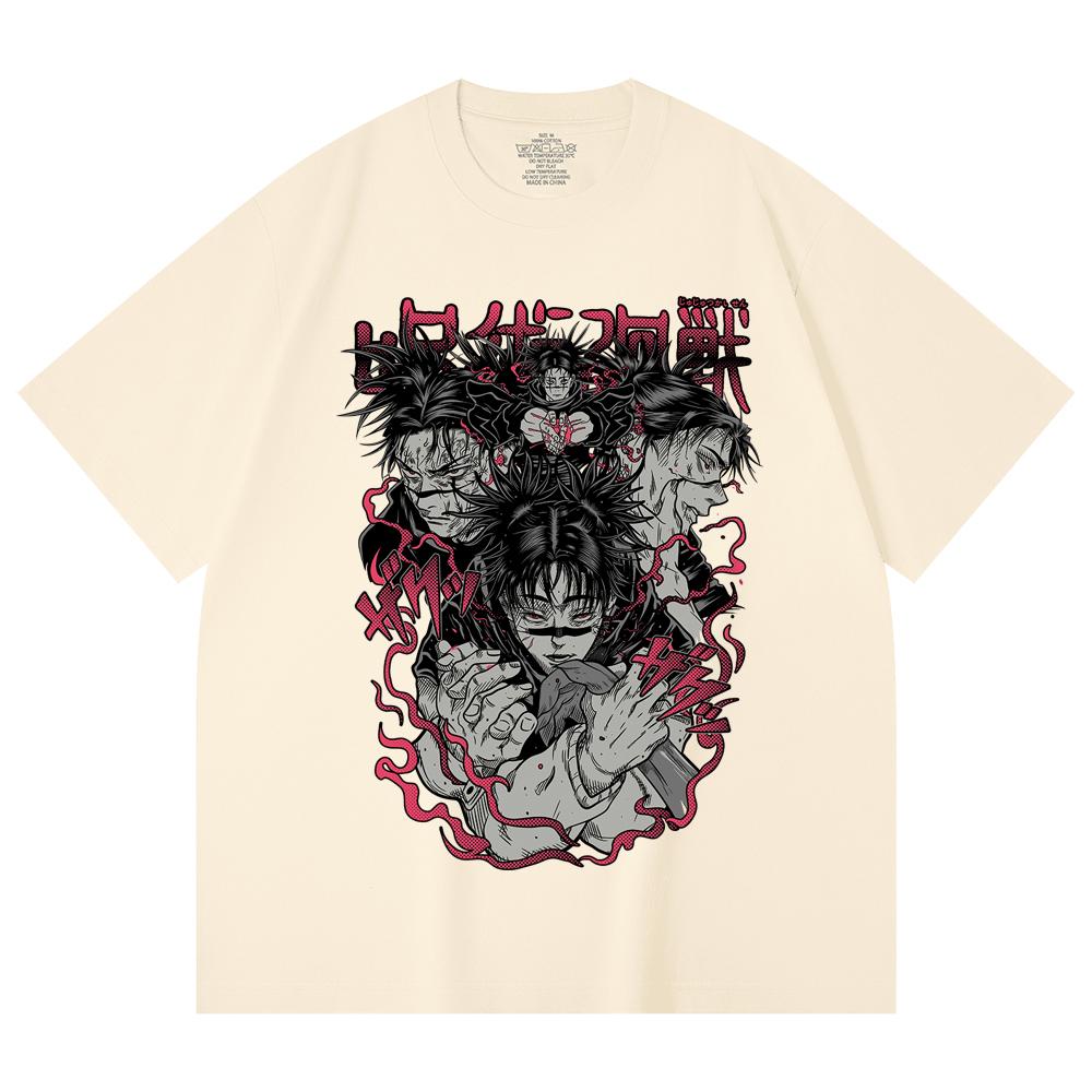 

230 г/м² 100% хлопок Jujutsu Kaisen V17 Принт Чосо Унисекс Тяжелая хлопковая футболка XS абрикосовый