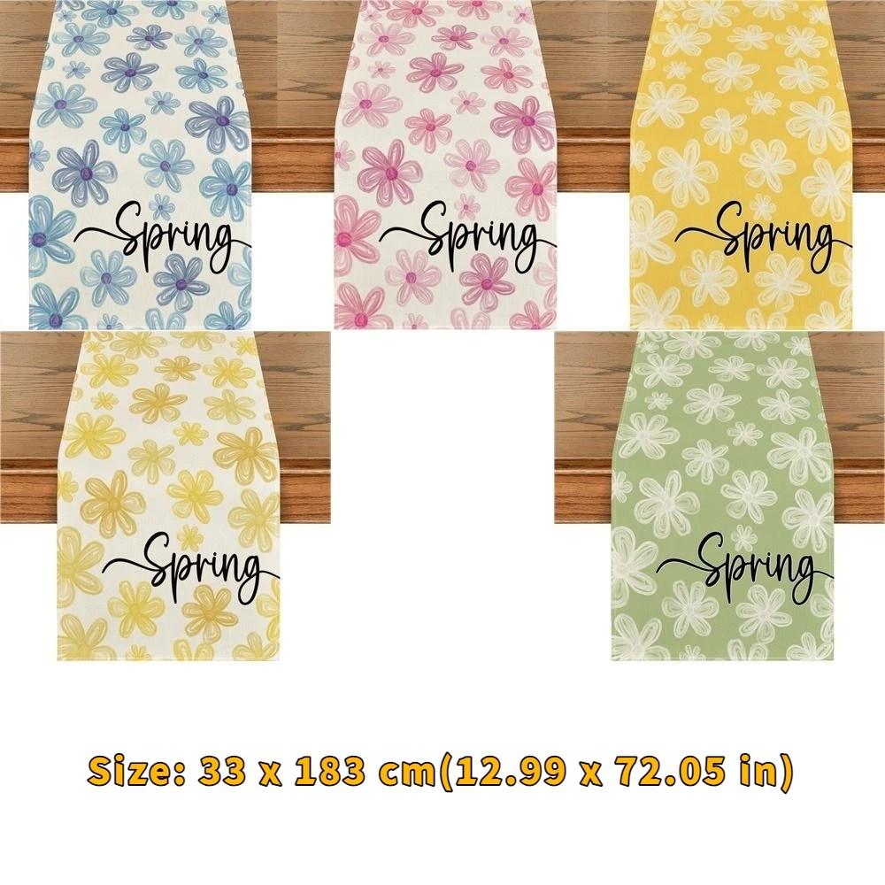 Fresh Style Dinning Table Runner Anti Slip Decorative Linen Table Runner Floral Pattern Table Decor Holiday Party