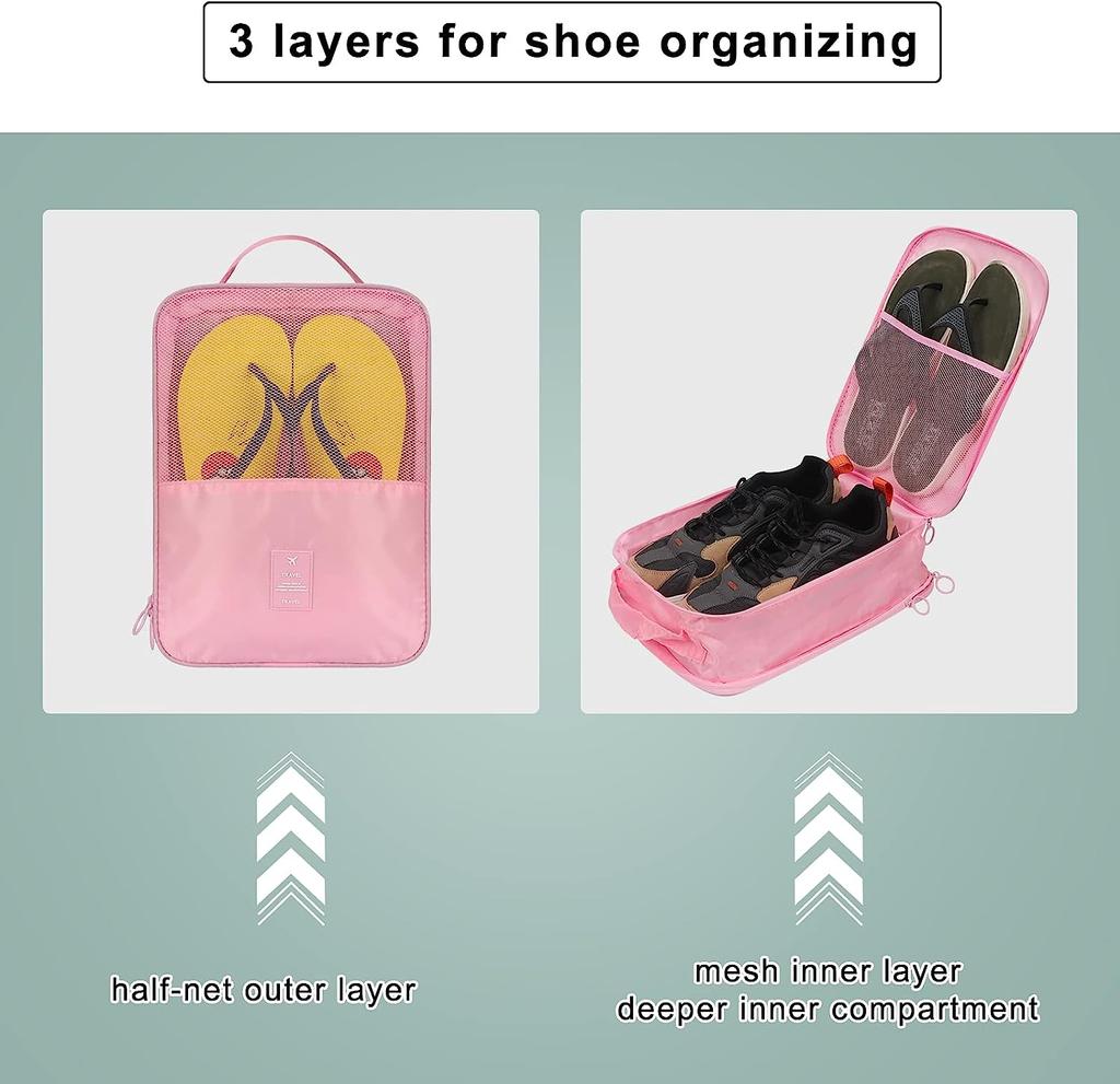 Shoes Storage Bag 3 Layers Shoes Packaging Bag Large Capacity Shoes Travel Organizer Oxford Cloth Shoe Storage Pouch With Pocket