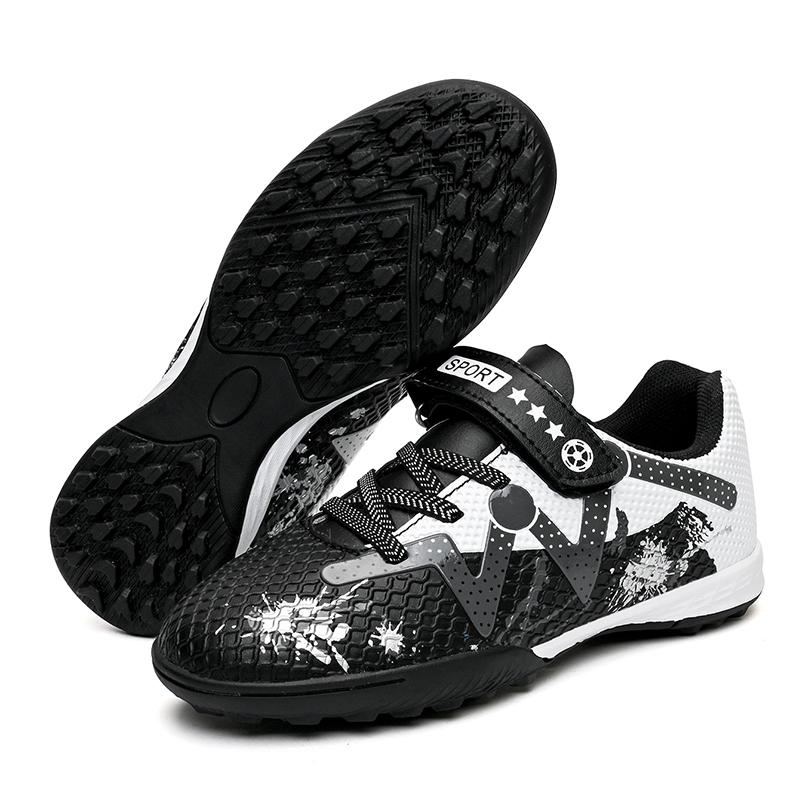 Jungen/Kinder Gummi rutschfeste kurze Spike Klettverschluss Schnürung Kunstrasen Fußballschuhe