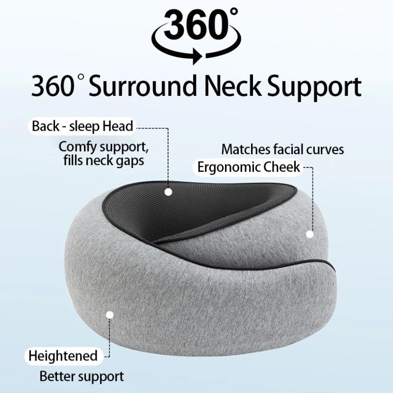 Portable U-shaped Travel Pillow Neck Support Memory Foam Snail Style Travel Pillow Adjustable Soft Noon Break Pillow