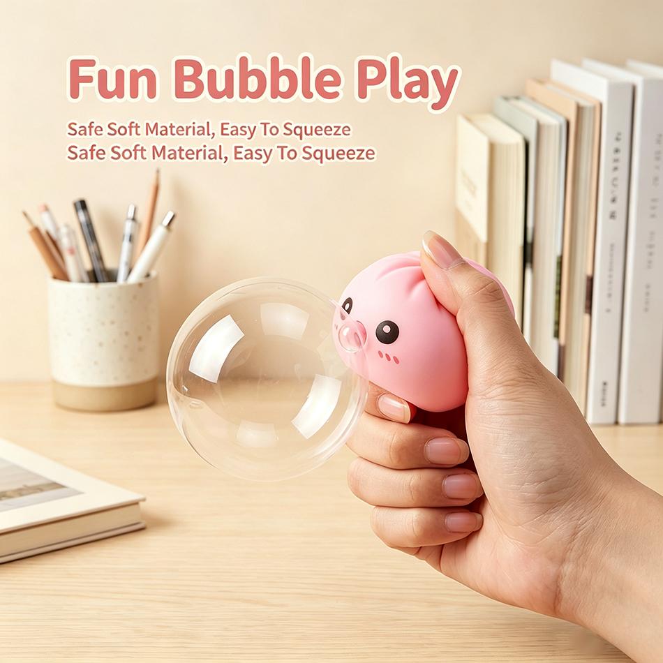 Bubble Blowing Dumpling Steamed Bun Squishy Vinyl Squeeze Fidget Sensory Toy Stress Relief Decompression Desk Decor Party Favors