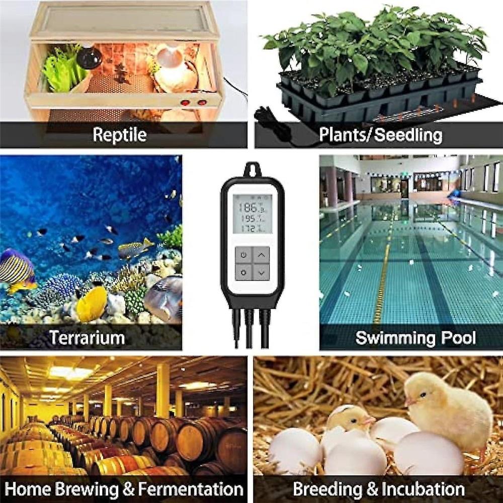 Temperature Controller Wifi Digital Temperature Controller Heating Cooling Output Smart Reptile Thermostat App Remote Control Temperature Con