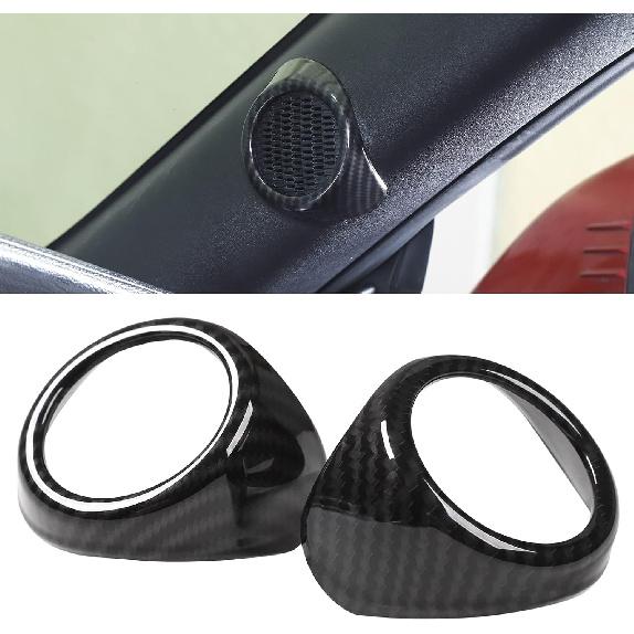 RT-TCZ A-Pillar Audio Stereo Speaker Trim Cover Decor Frame for Ford Mustang 2015 2016 2017 2018 (Carbon Fiber Grain)