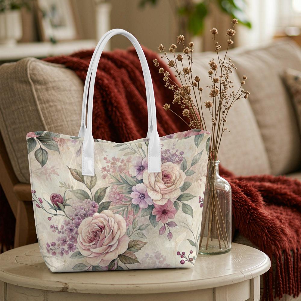 Vintage Floral Women's Tote Bag Casual Daily Shoulder Handbag for Shopping Travel