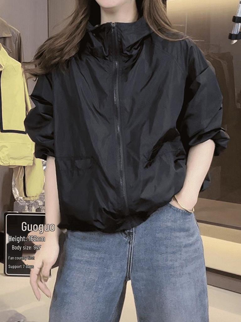 Women's Korean-Style Hooded Sun Protection Jacket - Summer 2026 Windbreaker Cardigan.